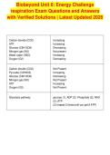 Biobeyond Unit 6&colon; Energy Challenge&NewLine;respiration Exam Questions and Answers&NewLine;with Verified Solutions &vert; Latest Updated 2026