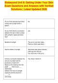 Biobeyond Unit 8&colon; Getting Under Your Skin&NewLine;Exam Questions and Answers with Verified&NewLine;Solutions &vert; Latest Updated 2026