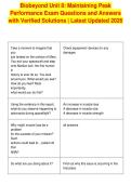 Biobeyond Unit 8&colon; Maintaining Peak&NewLine;Performance Exam Questions and Answers&NewLine;with Verified Solutions &vert; Latest Updated 2026