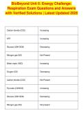 BioBeyond Unit 6&colon; Energy Challenge&colon;&NewLine;Respiration Exam Questions and Answers&NewLine;with Verified Solutions &vert; Latest Updated 2026&NewLine;