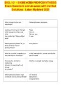 BIOL 101 - BIOBEYOND PHOTOSYNTHESIS&NewLine;Exam Questions and Answers with Verified&NewLine;Solutions &vert; Latest Updated 2026