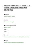 WGU D522 EXAM PREP GUIDE 2026 CORE&NewLine;PYTHON AUTOMATION TOPICS AND&NewLine;SOLVED ITEMS