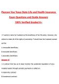 Pearson Vue Texas State Life and Health Insurance Exam &lpar;Latest 2026&sol;2027 Update&rpar; Complete Questions and Guide Answers&comma; 100&percnt; Verified Graded A&plus;