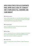 WGU D550 ETHICS FOR ACCOUNTANTS&NewLine;FINAL PAPER 2026 CODE OF CONDUCT&NewLine;AND COMPLIANCE FULL ANSWERS AND&NewLine;CASE INSIGHT