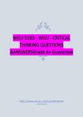 WGU D265 - WGU - CRITICAL THINKING QUESTIONS &ANSWERSGrade A&plus; Guarantee