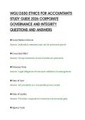 WGU D550 ETHICS FOR ACCOUNTANTS&NewLine;STUDY GUIDE 2026 CORPORATE&NewLine;GOVERNANCE AND INTEGRITY&NewLine;QUESTIONS AND ANSWERS