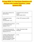 Portage BIOD 151 Final Exam Questions and&NewLine;Answers with Verified Solutions &vert; Latest&NewLine;Updated 2026&NewLine;