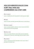 WGU D574 NEUROPSYCHOLOGY EXAM&NewLine;SCRIPT FINAL PAPER 2026&NewLine;COMPREHENSIVE Q&A STUDY GUIDE