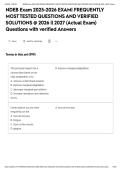 NDEB Exam 2025-2026 EXAM&vert; FREQUENTLY MOST TESTED QUESTIONS AND VERIFIED SOLUTIONS &commat; 2026 &vert;&vert; 2027 &lpar;Actual Exam&rpar; Questions with verified Answers&NewLine;&NewLine;