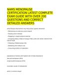 NAMS MENOPAUSE CERTIFICATION LATEST COMPLETE EXAM GUIDE WITH OVER 200 QUESTIONS AND CORRECT DETAILED ANSWERS&period;