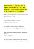 MENOPAUSE CERTIFICATION EXAM 180&plus; QUESTIONS AND VERIFIED ANSWERS PROVIDED FOR A GUARANTEED PASS&period;