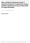 HESI A2 Reading Comprehension EXAM&comma; &vert;&vert; Questions and Answers &vert;&vert; Complete Test&comma; Practice Questions&comma; Verified Answer Key&comma; and Study Guide for &lpar;Latest 2026 Edition&rpar;&NewLine;&NewLine;