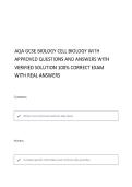  AQA GCSE BIOLOGY WITH CORRECT QUESTIONS AND ANSWERS 100&percnt; VERIFIED SOLUTIONS