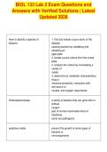 BIOL 133 Lab 2 Exam Questions and&NewLine;Answers with Verified Solutions &vert; Latest&NewLine;Updated 2026