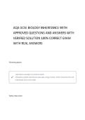 AQA GCSE Biology  WITH CORRECT QUESTIONS AND ANSWERS 100&percnt; VERIFIED SOLUTIONS