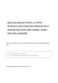 AQA GCSE BIOLOGY WITH CORRECT QUESTIONS AND ANSWERS 100&percnt; VERIFIED SOLUTIONS