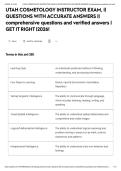 UTAH COSMETOLOGY INSTRUCTOR EXAM&comma; &vert;&vert; QUESTIONS WITH ACCURATE ANSWERS &vert;&vert; comprehensive questions and verified answers &vert; GET IT RIGHT &vert;2026&excl;&NewLine;&NewLine;