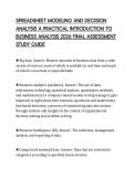 SPREADSHEET MODELING AND DECISION&NewLine;ANALYSIS A PRACTICAL INTRODUCTION TO&NewLine;BUSINESS ANALYSIS 2026 FINAL ASSESSMENT&NewLine;STUDY GUIDE