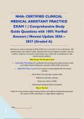 NHA&colon; CERTIFIED CLINICAL MEDICAL ASSISTANT PRACTICE EXAM 1 &vert; Comprehensive Study Guide Questions with 100&percnt; Verified Answers &vert; Newest Update 2026 &ndash; 2027 &lpar;Graded A&rpar;&NewLine;