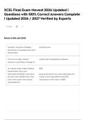 XCEL Final Exam Newest 2026 Updated &vert; Questions with 100&percnt; Correct Answers Complete &vert; Updated 2026 &sol; 2027 Verified by Experts