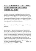 STAT 2023 MODULE 4 TEST 2026 COMPLETE&NewLine;STATISTICS PROBLEMS AND CORRECT&NewLine;ANSWERS FULL REVIEW