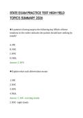 STATE EXAM PRACTICE TEST HIGH-YIELD&NewLine;TOPICS SUMMARY 2026&NewLine;
