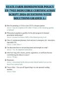 STATE FARM HOMEOWNER POLICY&NewLine;FP-7955 DEDUCIBLE CERTIFICATION&NewLine;SCRIPT 2026 QUESTIONS WITH&NewLine;SOLUTIONS GRADED A&plus;&NewLine;