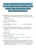 STATE FARM HOMEOWNER POLICY&NewLine;FP-7955 DEDUCIBLE CERTIFICATION&NewLine;SCRIPT 2026 QUESTIONS WITH&NewLine;SOLUTIONS GRADED A&plus;&NewLine;