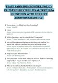 STATE FARM HOMEOWNER POLICY&NewLine;FP-7955 DEDUCIBLE FINAL TEST 2026&NewLine;QUESTIONS WITH CORRECT&NewLine;ANSWERS GRADED A&plus;&NewLine;