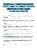 STATE FARM HOMEOWNER POLICY&NewLine;FP-7955 DEDUCIBLE FINAL TEST 2026&NewLine;QUESTIONS WITH CORRECT&NewLine;ANSWERS GRADED A&plus;&NewLine;