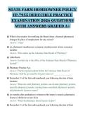 STATE FARM HOMEOWNER POLICY&NewLine;FP-7955 DEDUCIBLE PRACTICE&NewLine;EXAMINATION 2026 QUESTIONS&NewLine;WITH ANSWERS GRADED A&plus;&NewLine;