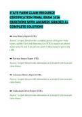 STATE FARM CLAIM RESOURCE&NewLine;CERTIFICATION FINAL EXAM 2026&NewLine;QUESTIONS WITH ANSWERS GRADED A&plus;&NewLine;COMPLETE SOLUTIONS