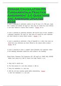 Dosage Calculation RN Fundamentals Practice Assessment 3&period;0 Questions and Answers Updated 2026