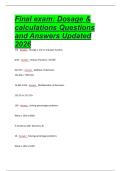 Final exam&colon; Dosage & calculations Questions and Answers Updated 2026