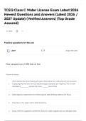 TCEQ Class C Water License Exam Latest 2026 Newest Questions and Answers &lpar;Latest 2026 &sol; 2027 Update&rpar; &lpar;Verified Answers&rpar; &lpar;Top Grade Assured&rpar;