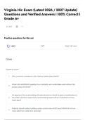 Virginia Hic Exam &lpar;Latest 2026 &sol; 2027 Update&rpar; Questions and Verified Answers &vert; 100&percnt; Correct &vert; Grade A&plus;