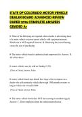 STATE OF COLORADO MOTOR VEHICLE&NewLine;DEALER BOARD ADVANCED REVIEW&NewLine;PAPER 2026 COMPLETE ANSWERS&NewLine;GRADED A&plus;