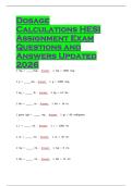 Dosage Calculations HESI Assignment Exam Questions and Answers Updated 2026