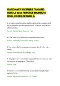 STATIONARY ENGINEER TRAINING&NewLine;BUNDLE 2026 PRACTICE SOLUTIONS&NewLine;FINAL PAPER GRADED A&plus;