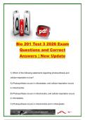 BIO 201 Test 3 &vert; 145&plus; Exam Questions and Correct Answers &vert; Cellular Respiration&comma; Photosynthesis&comma; ATP Production & Metabolism &vert; Biology 201 Exam