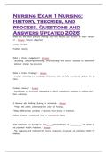 Nursing Exam 1 Nursing&colon; History&comma; theories&comma; and process&period; Questions and Answers Updated 2026