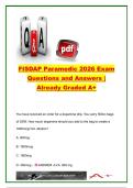 FISDAP Paramedic 2026 &vert; 1&comma;000&plus; Exam Questions and Verified Answers &vert; Airway Management&comma; Cardiology&comma; Trauma&comma; Pharmacology&comma; ACLS & EMS