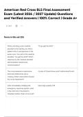 American Red Cross BLS Final Assessment Exam &lpar;Latest 2026 &sol; 2027 Update&rpar; Questions and Verified Answers &vert; 100&percnt; Correct &vert; Grade A&plus;
