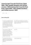 American Red Cross BLS Final Exam &lpar;Latest 2026 &sol; 2027 Update&rpar; Questions and Verified Answers &vert; 100&percnt;