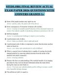 STEDI&period;ORG FINAL REVIEW ACTUAL&NewLine;EXAM PAPER 2026 QUESTIONS WITH&NewLine;ANSWERS GRADED A&plus;&NewLine;