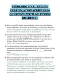 STEDI&period;ORG FINAL REVIEW&NewLine;CERTIFICATION SCRIPT 2026&NewLine;QUESTIONS WITH SOLUTIONS&NewLine;GRADED A&plus;&NewLine;
