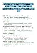 STEDI&period;ORG SUBASSESSMENT FINAL&NewLine;TEST ACTUAL EXAM PAPER 2026&NewLine;QUESTIONS WITH ANSWERS GRADED&NewLine;A&plus;&NewLine;