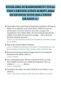 STEDI&period;ORG SUBASSESSMENT FINAL&NewLine;TEST CERTIFICATION SCRIPT 2026&NewLine;QUESTIONS WITH SOLUTIONS&NewLine;GRADED A&plus;&NewLine;