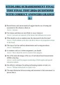STEDI&period;ORG SUBASSESSMENT FINAL&NewLine;TEST FINAL TEST 2026 QUESTIONS&NewLine;WITH CORRECT ANSWERS GRADED&NewLine;A&plus;