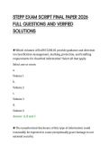 STEPP EXAM SCRIPT FINAL PAPER 2026&NewLine;FULL QUESTIONS AND VERIFIED&NewLine;SOLUTIONS&NewLine;